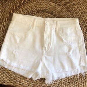 White cut off jean shorts